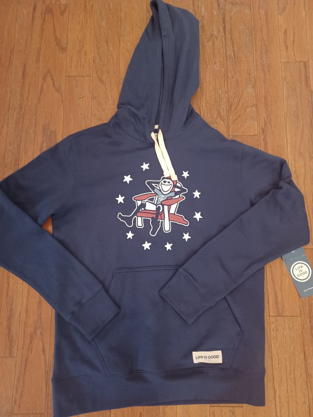 NWT Life Is Good Men's Simply True Hoodie Jake Adirondack Chair Navy Blue Size M